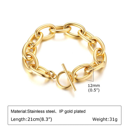 Gold Stainless Steel Chunky Link Chain Bracelet