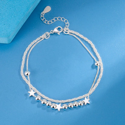 925 Sterling Silver Geometric Bead Bracelet