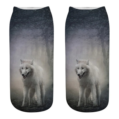 Wild Wolf Series Unisex Sox Women's Funny Cartoon Animal Cute 3D Print Ankle Socks Hot Fashion Punk Gothic Club Sokken