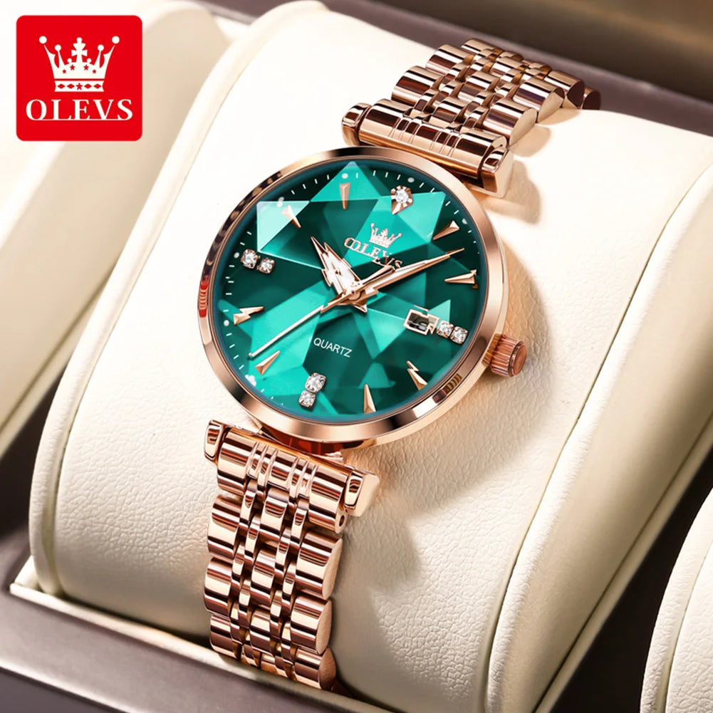 OLEVS 5536 Women's Luxury Watch - Sapphire Crystal, Zircon Scale, Chronograph, Waterproof