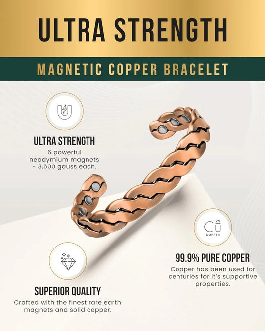 Pure Copper Magnetic Bracelet - Adjustable Cuff