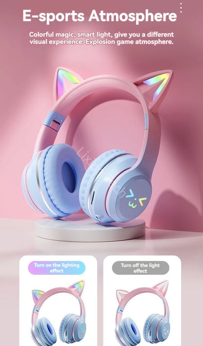 RGB Cat Ear Bluetooth Earphones 5.3 - Wireless Gaming Headset