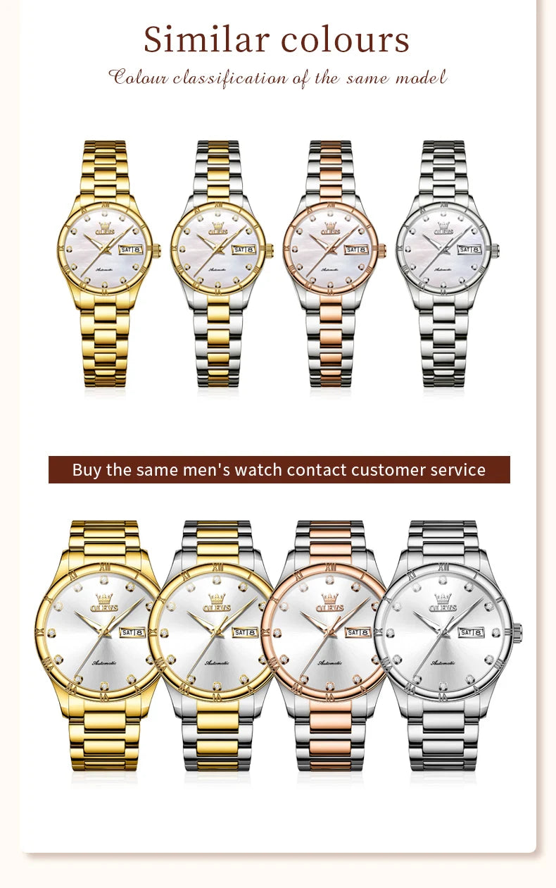 OLEVS 7030W Elegant Fashion Watch - Automatic Mechanical, Waterproof, Luminous Date Week