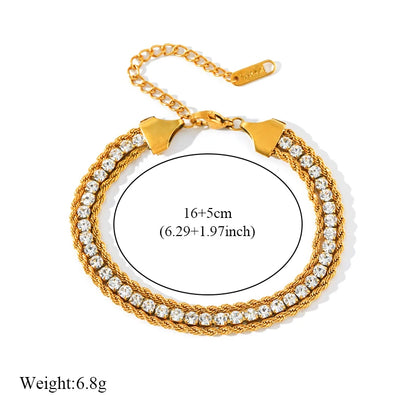 18K Gold Plated Twisted Bracelet - Stainless Steel Bangle