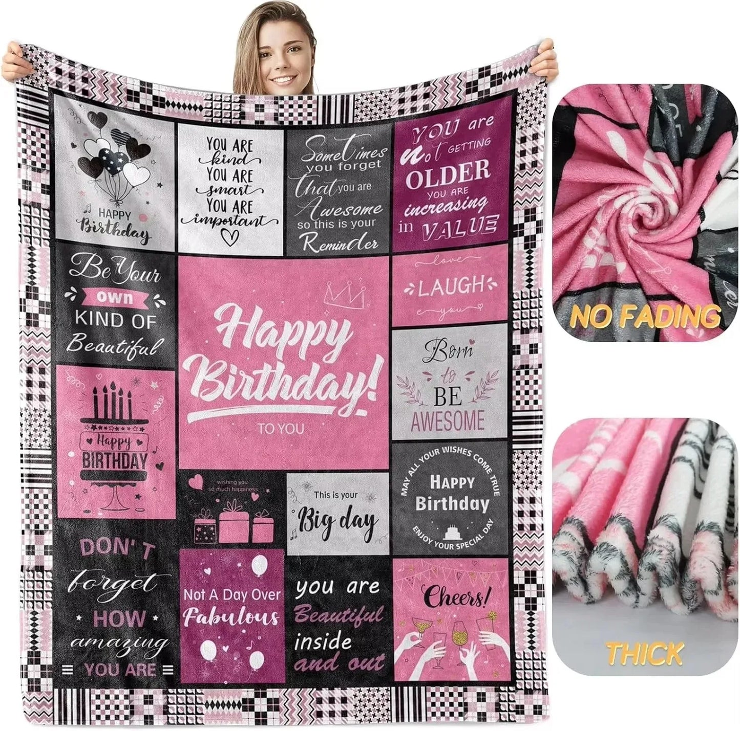 Printed Flannel Throw Blanket – 100% Polyester, Anti-Pill, Multi-Color