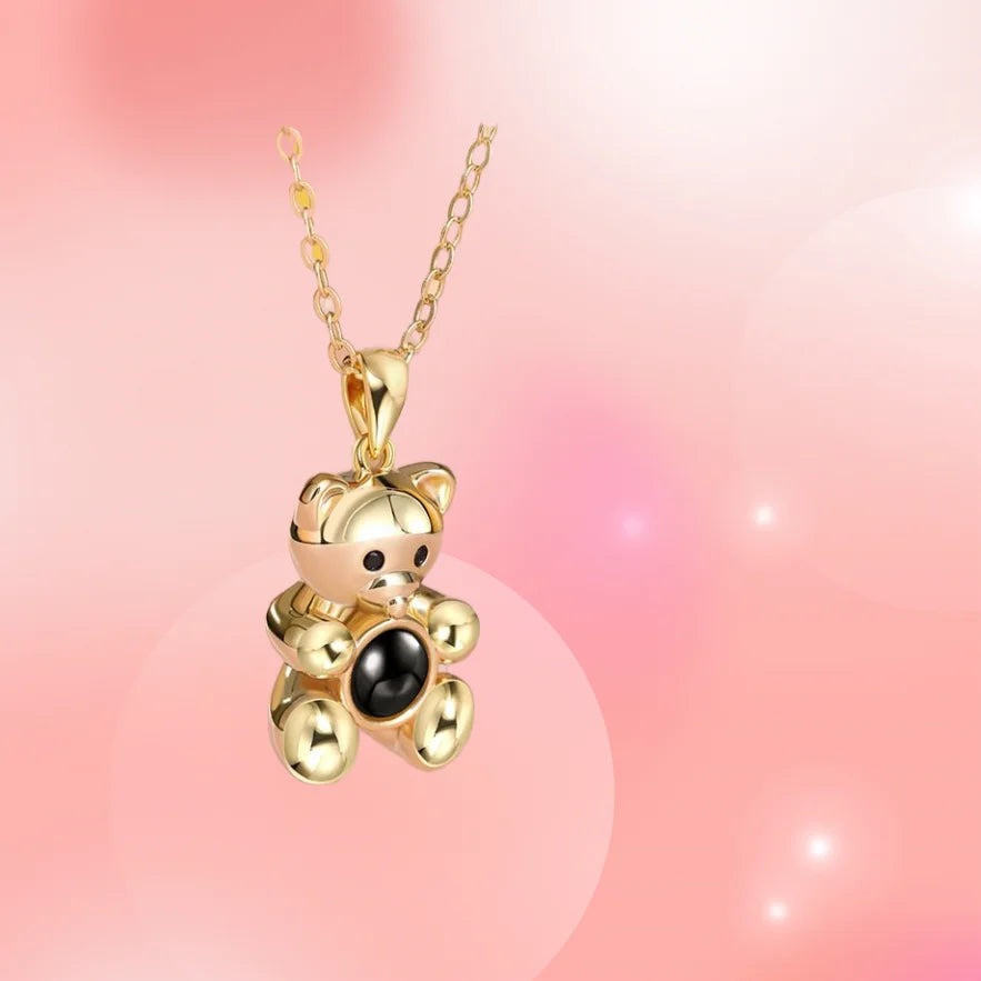 Teddy Bear Photo Projection Necklace - Custom Picture