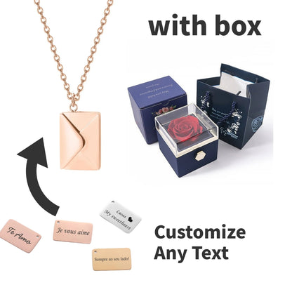 Eternal Rose Box with Custom Envelope Necklace Gift Set