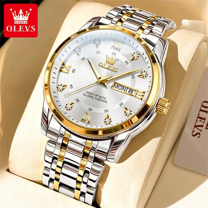 OLEVS Men’s Stainless Steel Quartz Watch with Roman Numerals, Model TY712