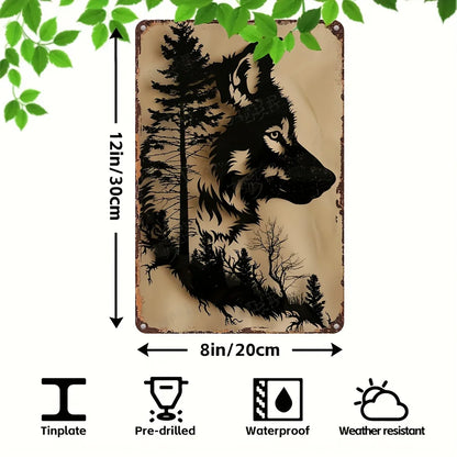 Iron Wolf Silhouette Wall Sign - Pre-Drilled Metal Decor