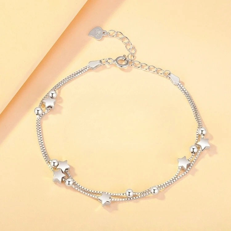 925 Sterling Silver Geometric Bead Bracelet