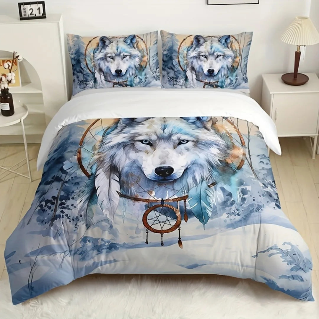 Forest Wolf 3D Bedding Set - 3pcs Polyester Duvet Cover