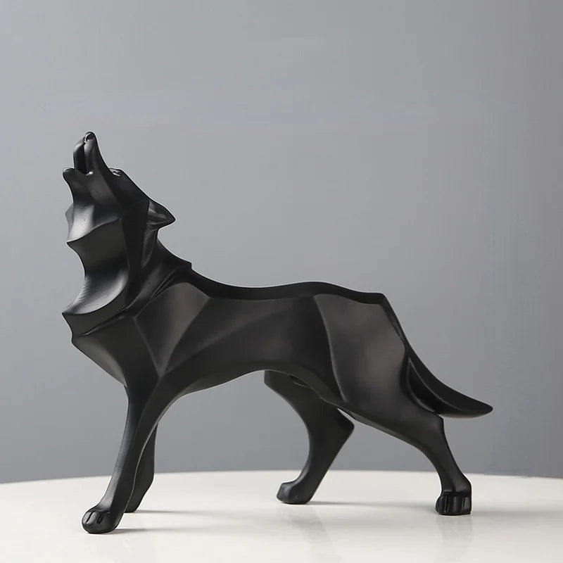 Abstract Wolf Sculpture - 22x19.5cm Resin Geometric Statue