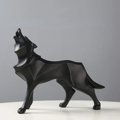 Abstract Wolf Sculpture - 22x19.5cm Resin Geometric Statue