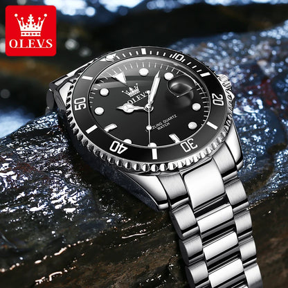 OLEVS 5885 Men's Watch - Original Brand, Waterproof, Stainless Steel, Automatic Date, Gifts
