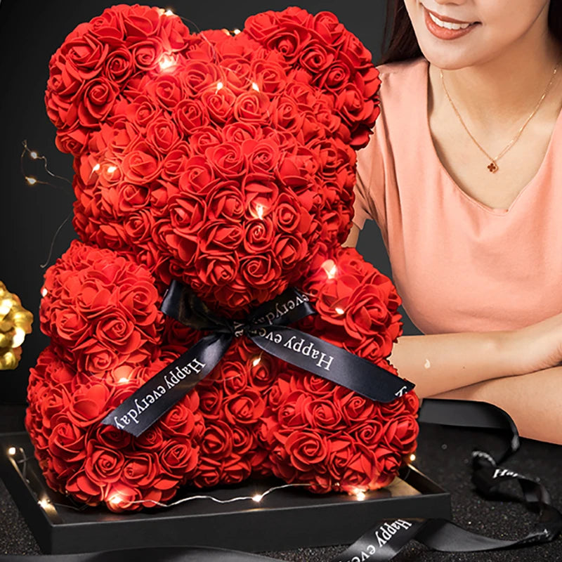 Rose Bear - Eternal Flower Teddy Bear with Gift Box