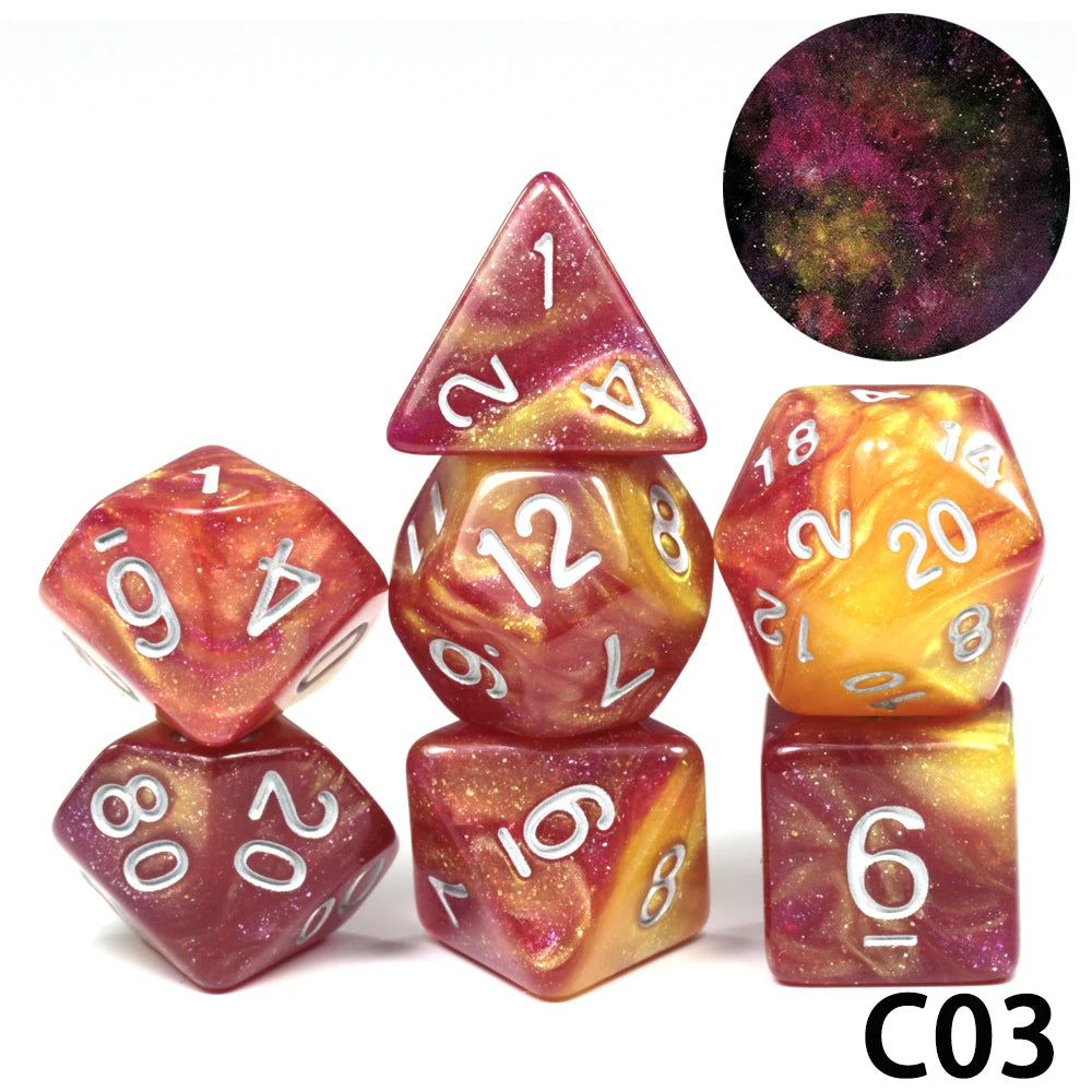 7-Piece Acrylic Polyhedral Dice Set for D&D and RPG Games