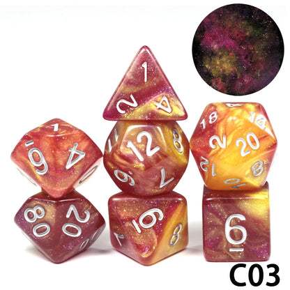 7-Piece Acrylic Polyhedral Dice Set for D&D and RPG Games