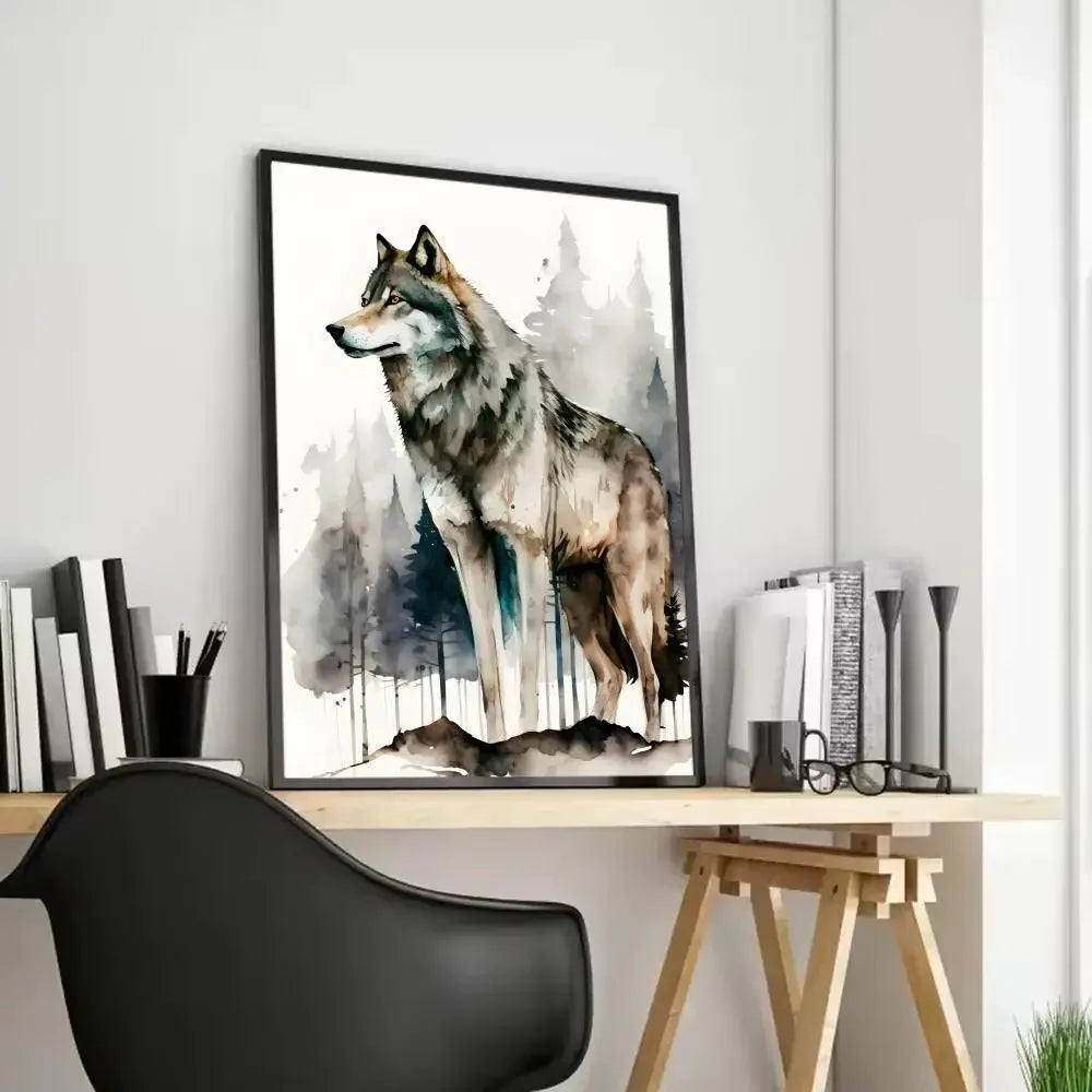 Black Wolf Canvas Poster - HD Print Wall Art Scroll Painting