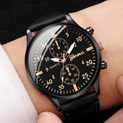 4pcs Women's Quartz Watch & Bracelet Set - Leather Band, Arabic Numeral, Fashion Casual, No Box