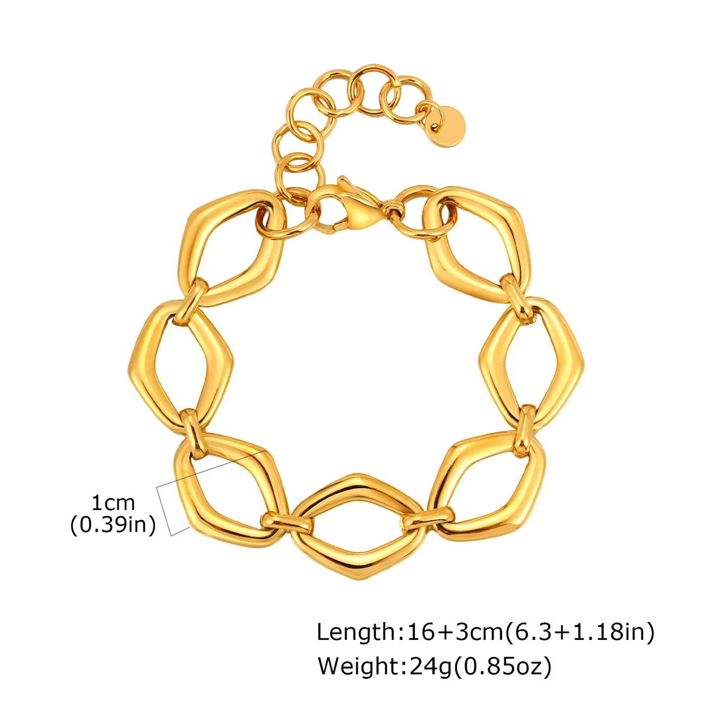 Gold Stainless Steel Chunky Link Chain Bracelet