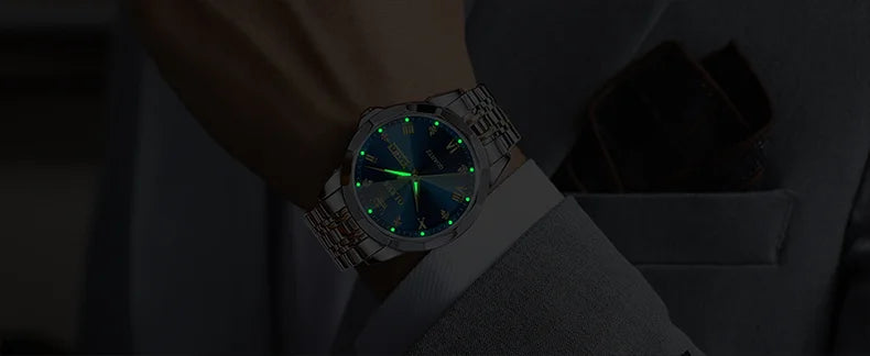 OLEVS 9931 Men's Watch - Rhombus Mirror, Waterproof, Luminous, Stainless Steel, Date Week