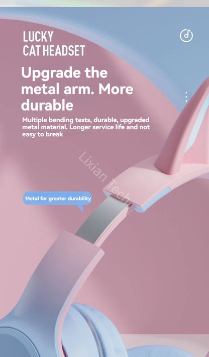 RGB Cat Ear Bluetooth Earphones 5.3 - Wireless Gaming Headset