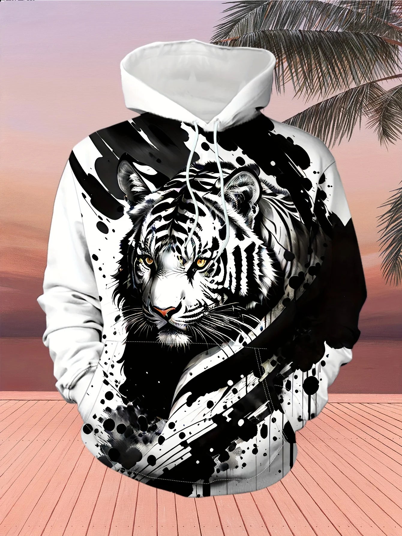 Wolf 3D Print Hoodie - Polyester O-Neck Front Pocket Streetwear