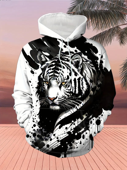 Wolf 3D Print Hoodie - Polyester O-Neck Front Pocket Streetwear
