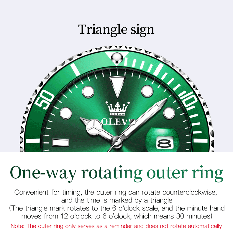 OLEVS 5885 Men's Watch - Luxury, One-Way Rotating Outer Ring, Auto Date, Waterproof, Quartz