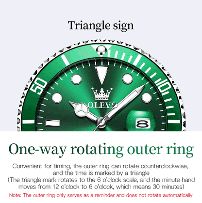 OLEVS 5885 Men's Watch - Luxury, One-Way Rotating Outer Ring, Auto Date, Waterproof, Quartz