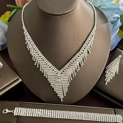 Bridal Jewelry Set - 5 Piece Gold Plated for Engagement & Wedding