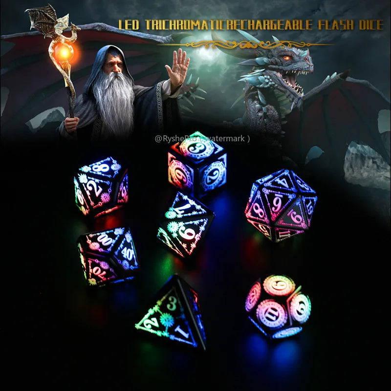 LED Dice Set - Light-Up D&D Polyhedral Dice