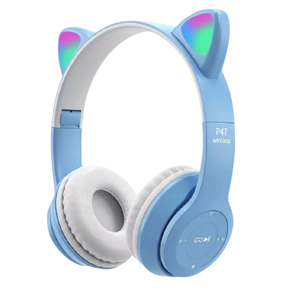 Cat Ear Wireless Headphones - LED Glow Light, Bluetooth 5.0, Kids & Adults