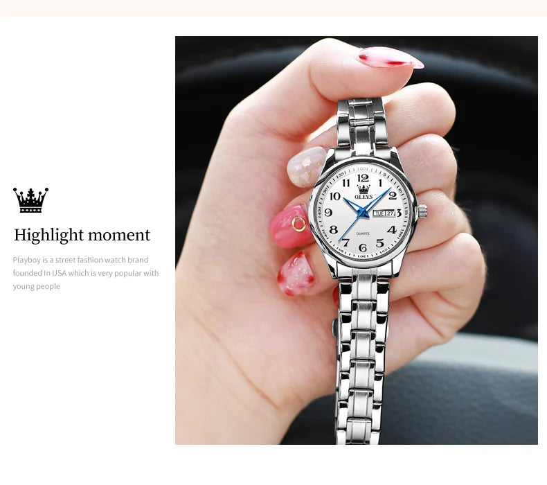 OLEVS 5567 Women's Quartz Watch - Gold, Waterproof, Luminous, Stainless Steel