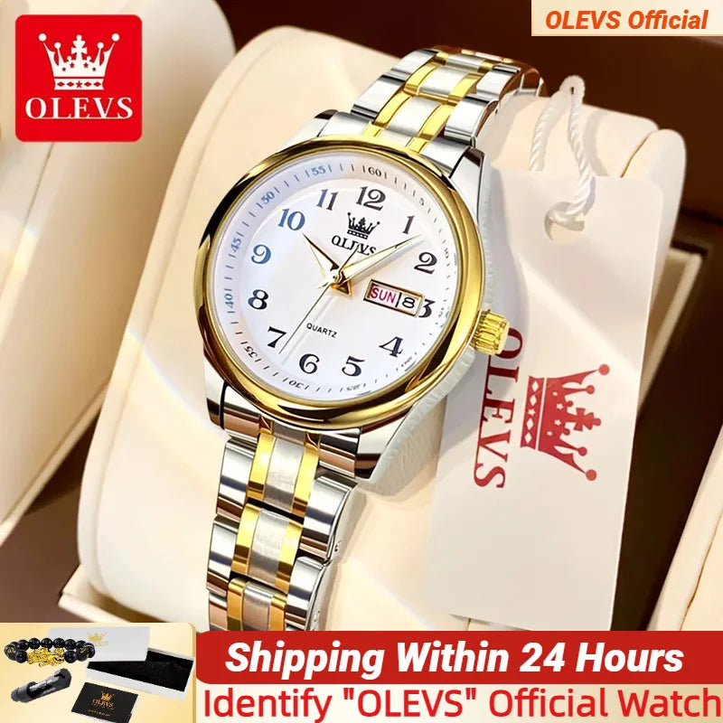 OLEVS 5567 Women's Watch - Fashion, Waterproof, Luminous, Stainless Steel Gold, Luxury Elegant