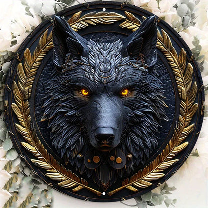 Wolf Metal Sign Wall Decor - 20x20cm, HD Print, Aluminum, Waterproof, Pre-drilled Holes