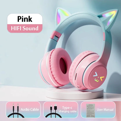 RGB Cat Ear Bluetooth Earphones 5.3 - Wireless Gaming Headset