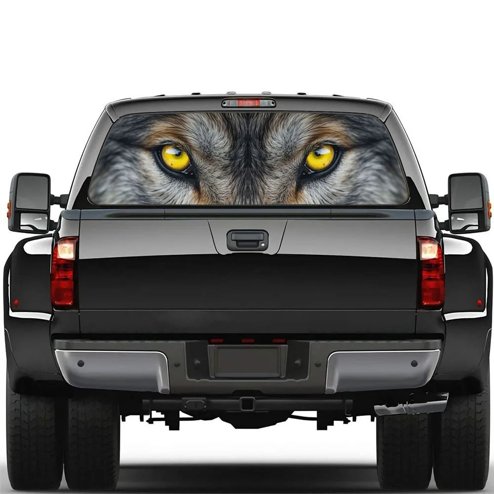Wolf Face Tailgate Wrap - PVC Weatherproof Matte Car Sticker