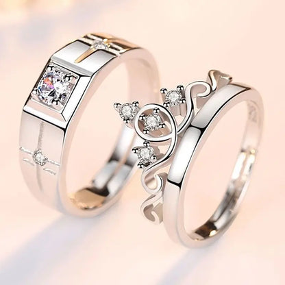 Square Zirconia Couple Rings - Luxury Wedding Bands