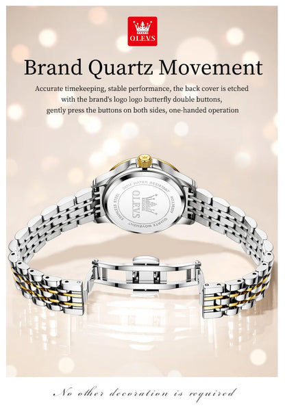 OLEVS 3620 Women's Watch - Luxury Diamond, Automatic Calendar, Waterproof, Bracelet Set