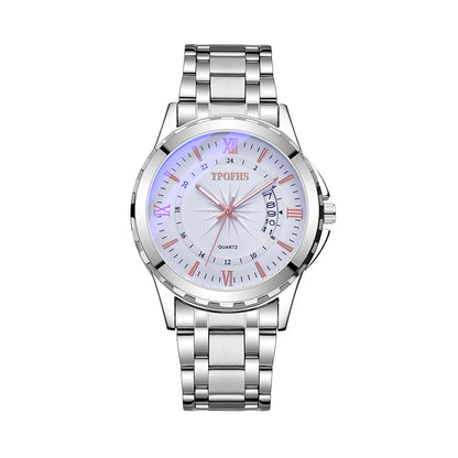 Men's Waterproof Quartz Watch - Blue Light Calendar Display
