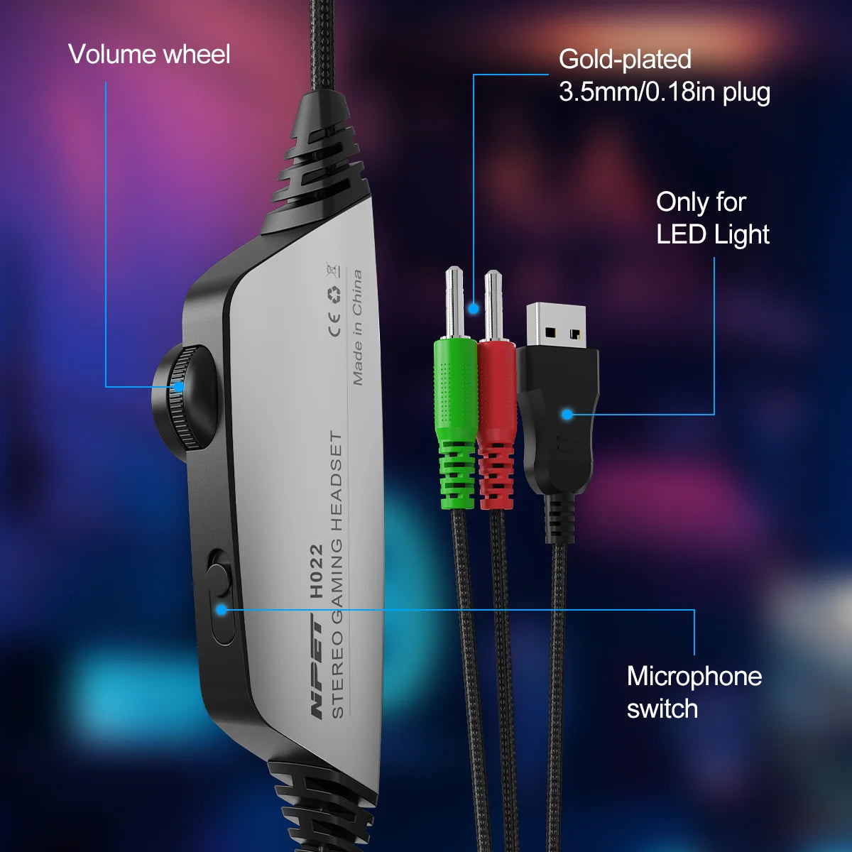 NPET HS10 Wired Gaming Headset - 3.5mm, Bass Stereo, 120° Adjustable Mic