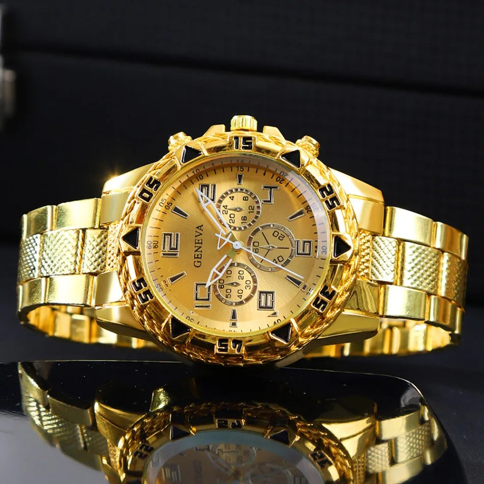 DEYROS Men's Classic Quartz Watch - Alloy Band, Numberless Dial, Auto Date, Folding Clasp