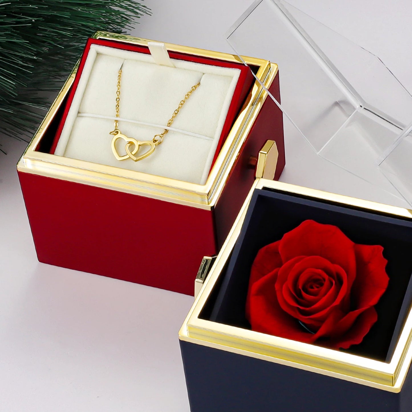 Eternal Rose Box with Custom Heart Name Necklace