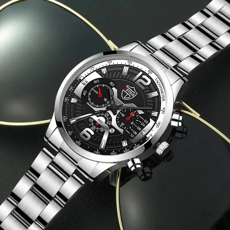 DEYROS Men's Fashion Quartz Watch - Stainless Steel Band, Numberless Dial, Casual Business