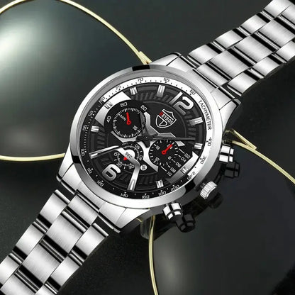 DEYROS Men's Fashion Quartz Watch - Stainless Steel Band, Numberless Dial, Casual Business
