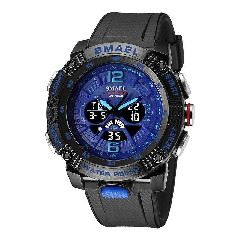 SMAEL 8058 Men’s Analog-Digital Sports Watch with Dual Time and Alarm