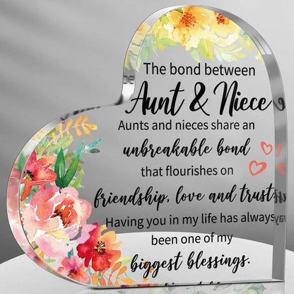 Acrylic Heart Keepsake Sign – Aunt Gift from Niece/Nephew