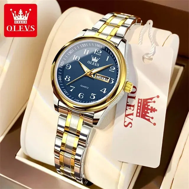 OLEVS Women’s Stainless Steel Quartz Watch with Date and Week Display
