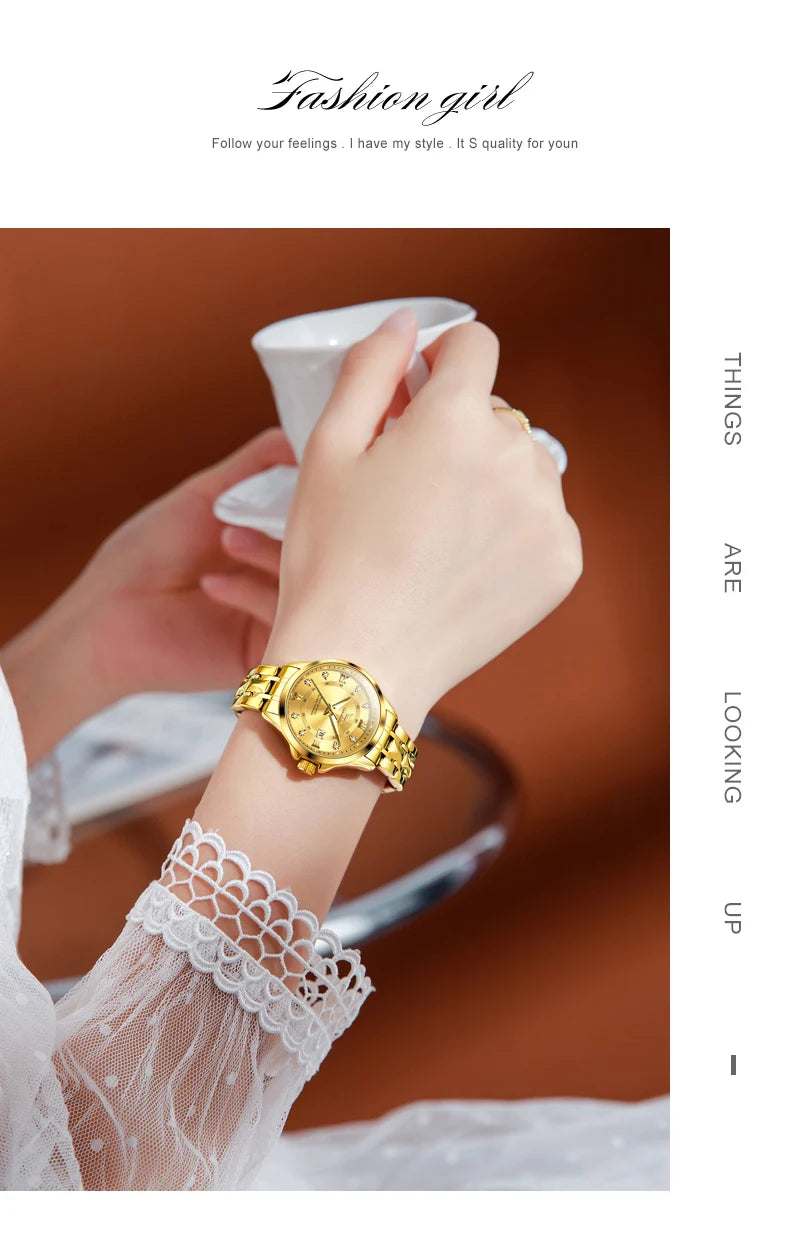 OLEVS 2906 Couple Watch - Roman Scale, Diamond Dial, Rhombus Strap, Waterproof